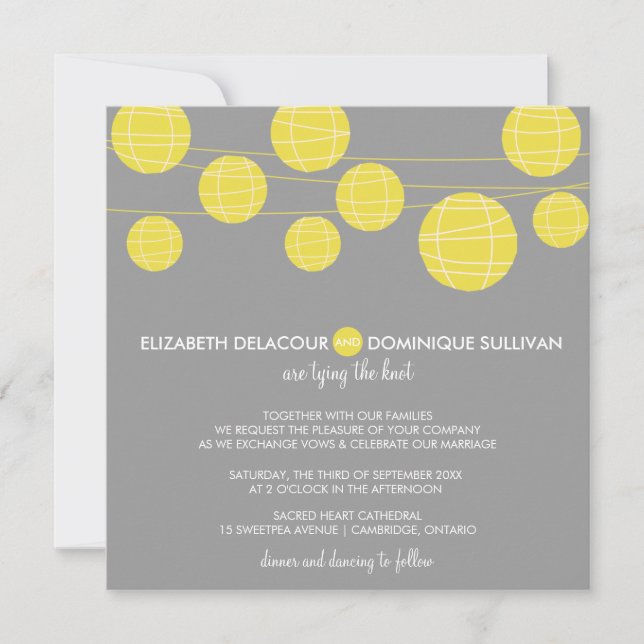 Invitación a la boda de linternas de papel colgant (Anverso)