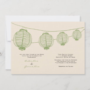 Invitación a la boda de linternas verdes y crema