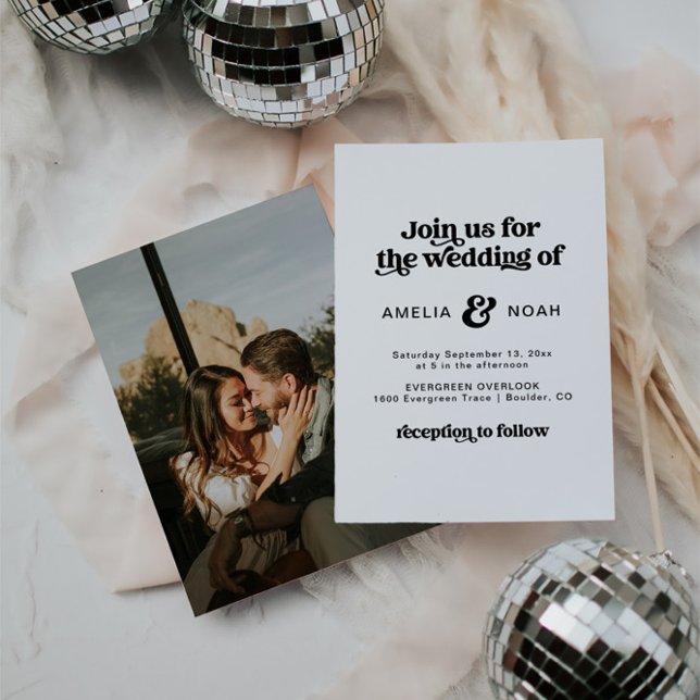 Invitación a la boda de los 70 en Retro Moderno (Subido por el creador)