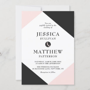 Invitación a la boda de los acentos modernos rosad