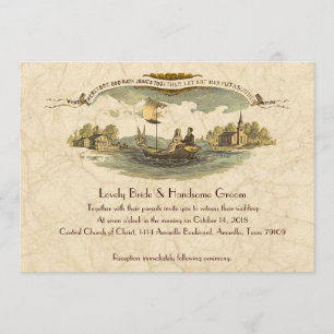 Invitación a la boda de los amantes del barco vint
