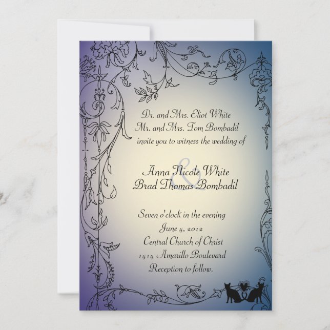 Invitación a la boda de los amantes del gato (Anverso)