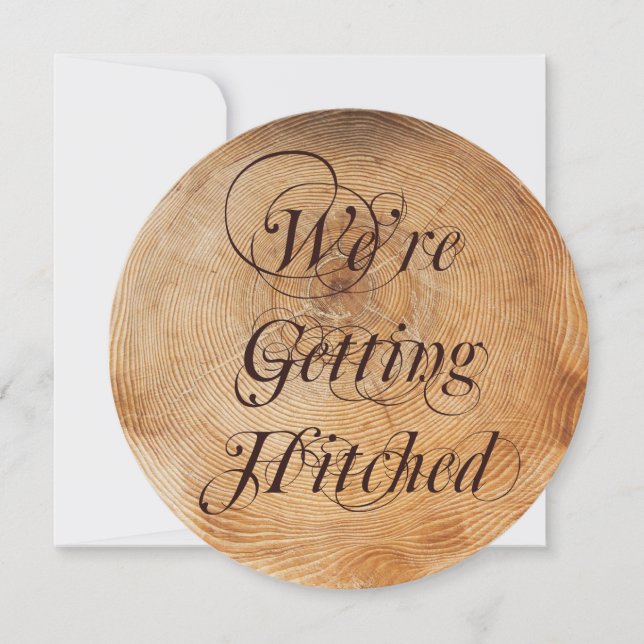Invitación a la boda de los anillos de madera con  (Anverso)