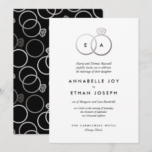 Invitación a la boda de los Anillos de plata moder