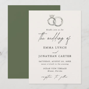Invitación a la boda de los anillos mínimos modern