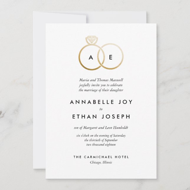 Invitación a la Boda de los Años Dorados Modernos (Anverso)