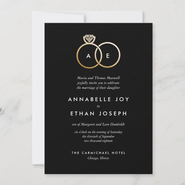 Invitación a la Boda de los Años Dorados Modernos (Anverso)