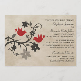 Invitación a la boda de los Aves Amantes Amantes F
