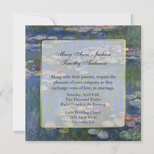 Invitación a la boda de los Bellas Artes con lirio (Anverso)