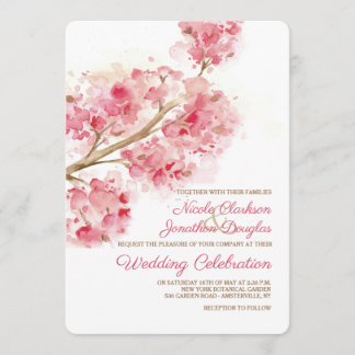 Invitación a la boda de los cerezos en color agua
