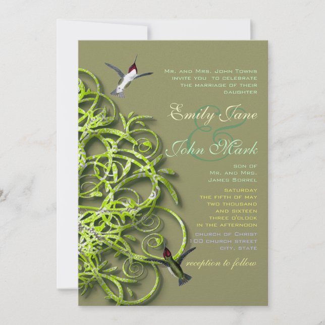 Invitación a la boda de los colibríes (Anverso)