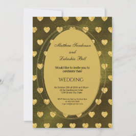 Invitación a la boda de los corazones dorados