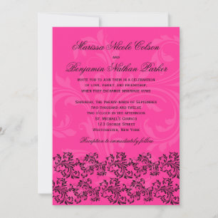 Invitación a la boda de los desplazamientos rosa y