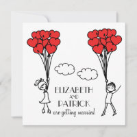 Invitación a la boda de los dibujos animados de lo