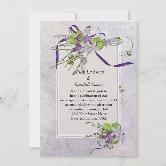 Invitación a la boda de los dulces de Lavanda (Anverso)