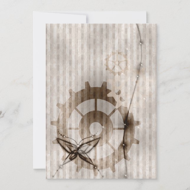 Invitación a la boda de los engranajes de damasco  (Anverso)