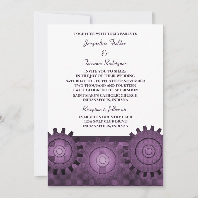 Invitación a la boda de los engranajes de vapor, m (Anverso)