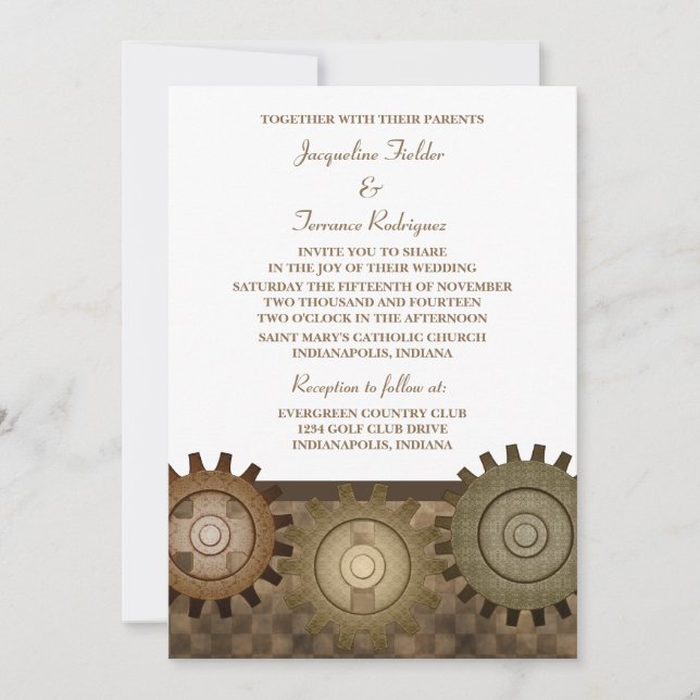 Invitación a la boda de los engranajes de vapor, m (Anverso)