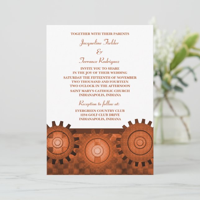 Invitación a la boda de los engranajes de vapor, N (Anverso de pie)