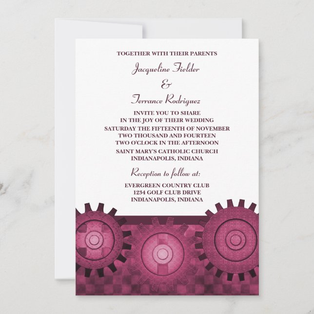 Invitación a la boda de los engranajes de vapor, r (Anverso)