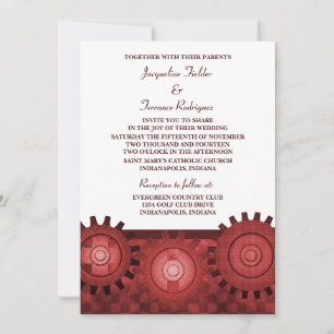 Invitación a la boda de los engranajes de vapor, r