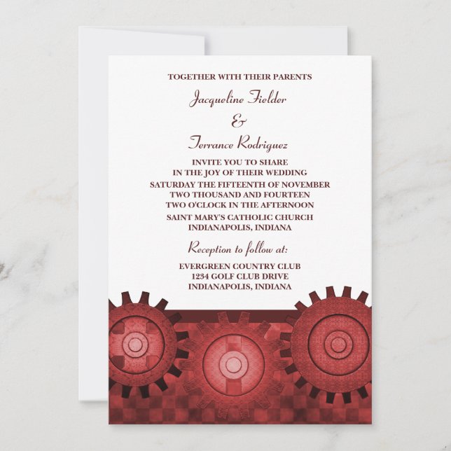 Invitación a la boda de los engranajes de vapor, r (Anverso)