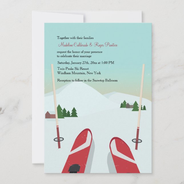 Invitación a la boda de los esquís rojos (Anverso)