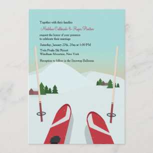 Invitación a la boda de los esquís rojos