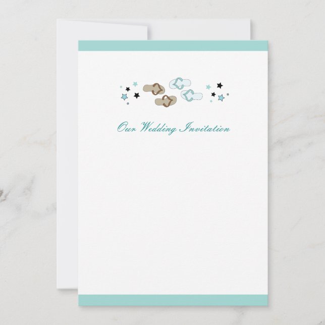 Invitación a la boda de los Flip Flops de playa (Anverso)