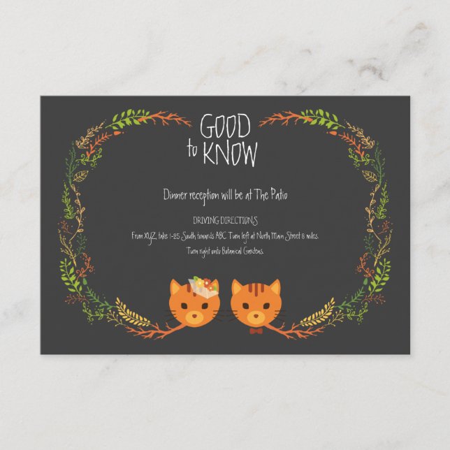 Invitación a la boda de los gatos de boho rústico (Anverso)