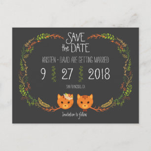 Invitación a la boda de los gatos de boho rústico