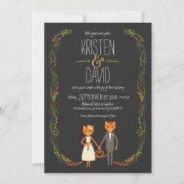 Invitación a la boda de los gatos de boho rústico