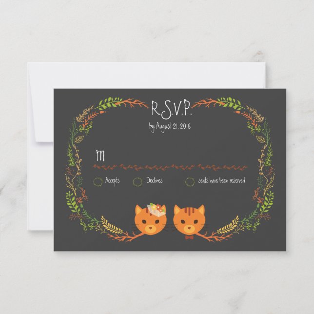 Invitación a la boda de los gatos de boho rústico (Anverso)