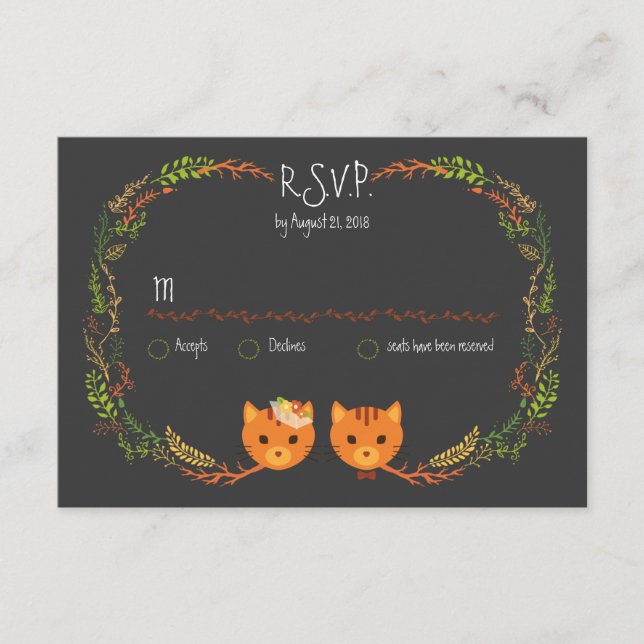 Invitación a la boda de los gatos de boho rústico (Anverso)