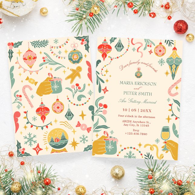 Invitación a la boda de los ornamentos de Navidad (Subido por el creador)