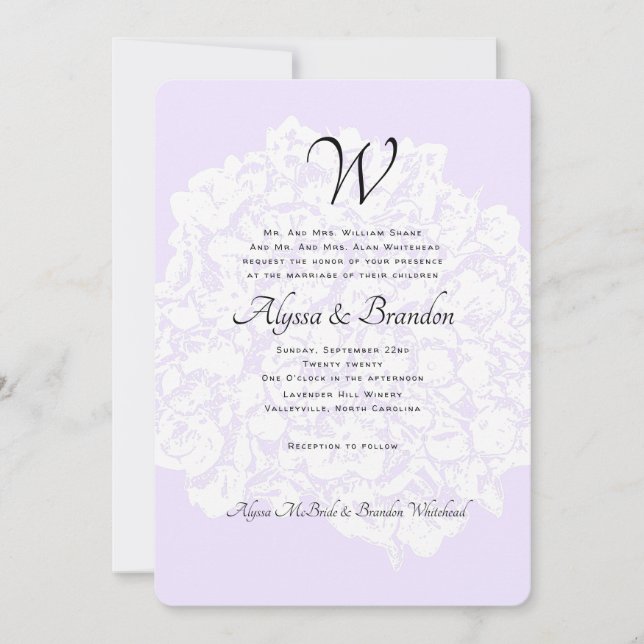 Invitación a la boda de los padres con monograma d (Anverso)