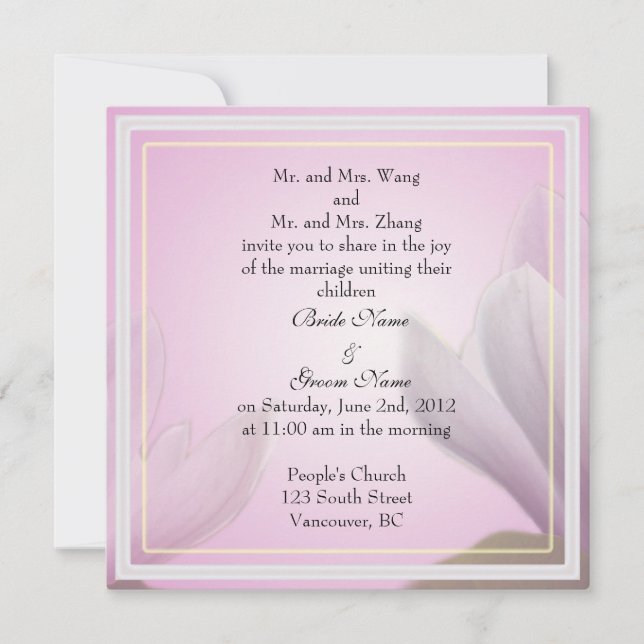 Invitación a la boda de los padres de la novia y d (Anverso)