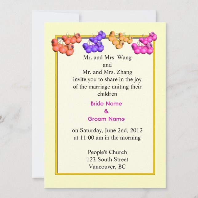 Invitación a la boda de los padres de la novia y d (Anverso)