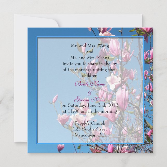 Invitación a la boda de los padres de la novia y d (Anverso)