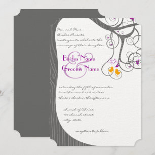 Invitación a la boda de los pájaros del amor de la