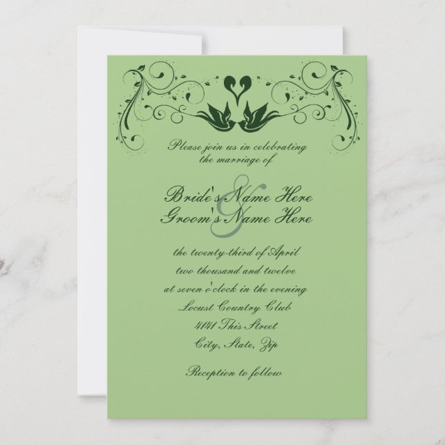 Invitación a la boda de los pájaros verdes (Anverso)