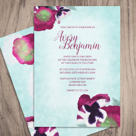 Invitación a la boda de los pansies de magenta