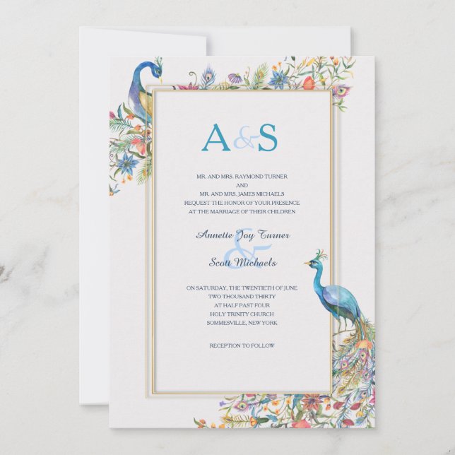 Invitación a la boda de los pavos reales (Anverso)