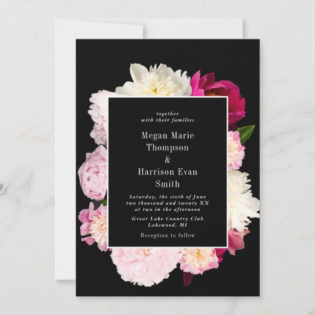 Invitación a la boda de los peones en flor (Anverso)