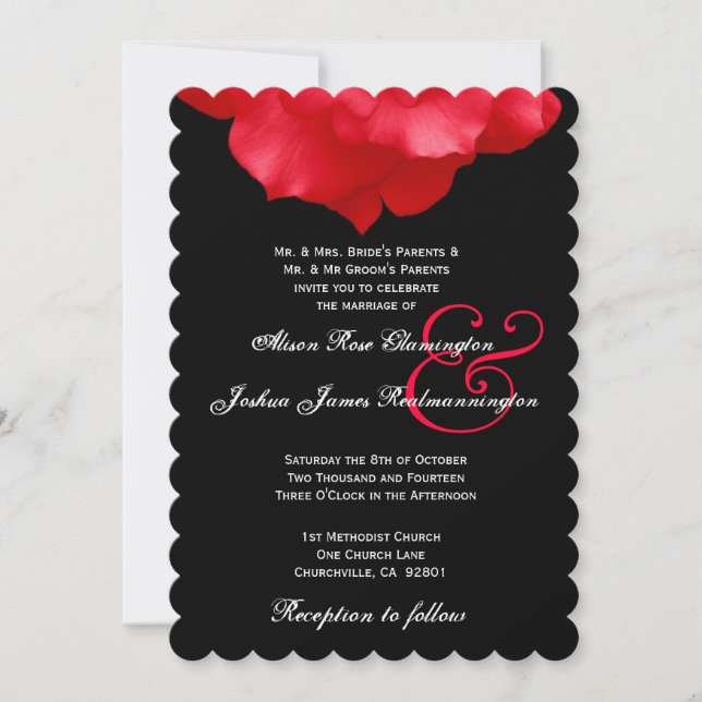 Invitación a la boda de los pepitas rojas F204 (Anverso)