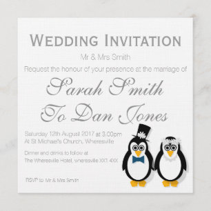 Invitación a la boda de los pingüinos (personaliza