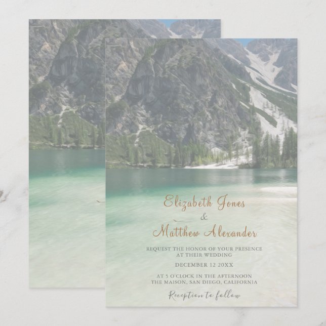 Invitación a la boda de los pinos de las montañas  (Anverso / Reverso)