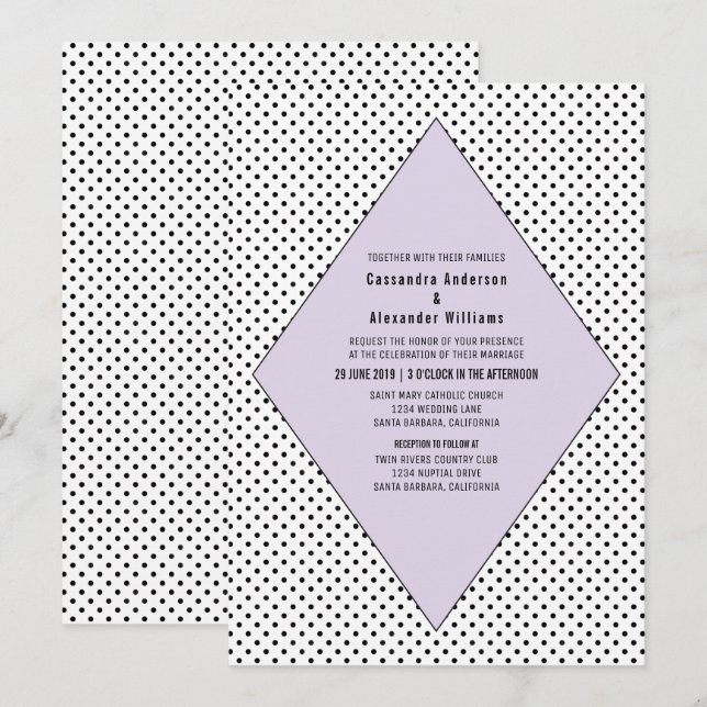 Invitación a la boda de los puntos modernos de la  (Anverso / Reverso)