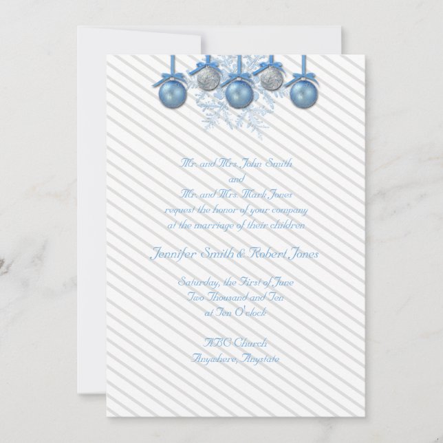Invitación a la boda de los Purpurinas Blue Silver (Anverso)