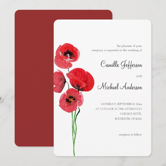Invitación a la boda de los ropios rojos (Anverso / Reverso)